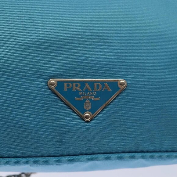 PRADA Chain Shoulder Bag Nylon Light Blue Auth 80225 - Picture 10 of 16